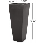 Christopher Knight Home 312939 Spencer Outdoor Modern Large Cast Stone Planter Black
