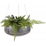 Creative Co-Op DA7381 Galvanized Metal Hanging Planter 11.25" Round Grey and Gold