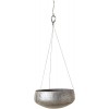 Creative Co-Op DA7381 Galvanized Metal Hanging Planter 11.25" Round Grey and Gold