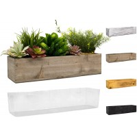 CYS EXCEL Brown Wooden Planter Box 17"x5" H:4" with Removable Plastic Liner | Multiple Colors Rustic Rectangle Indoor Decorative Box