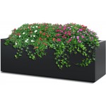 Elevens Large Planters for Outdoor Plants and Flowers Tall Planter Box Indoor Garden Steel Planter Pot for Patio Deck and Backyard,Black