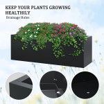 Elevens Large Planters for Outdoor Plants and Flowers Tall Planter Box Indoor Garden Steel Planter Pot for Patio Deck and Backyard,Black