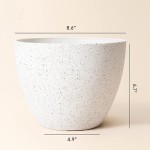 Flower Pots Outdoor Indoor Garden Planters,Plant Pots Containers with Drain Hole Speckled White 8.6 inch 1 Pack