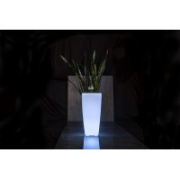 Generic Illuminated Portable LED Square Planter- Wireless RGB Energy Bulb- Includes Remote Control Operation- Allow 8 Color Changes- Waterproof- Latest USB Charging Technology White Medium