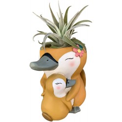 GFF Grass Flip Flops Animal Planter Succulent Pot Cute Platypus Pot for Succulents Cactus and Other Small Plants Resin Composite for IndoorOutdoor with Drainage Hole and Plug