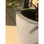 Kante RC0050B-C60611 Lightweight Concrete Modern Outdoor Round Planter 14" x 14" x 12" Slate Gray
