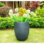 Kante RC0066A-C60121 Lightweight Concrete Outdoor Round Tall Planter Charcoal