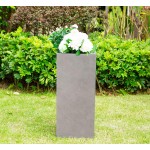 Kante RF0002C-C80021-2 Lightweight Durable Modern Tall Square Outdoor Planter Weathered Concrete