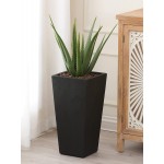 LuxenHome MgO Tall Tapered Planter for Outdoor Plants Large Flower Pots for Front Porch Indoor Outdoor Use in Patio Living Room Garden Courtyard 19 inch Black