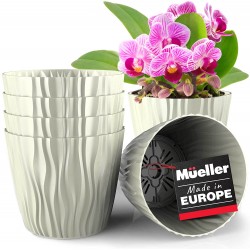 Mueller Austria Plant and Flower Pot 6 1 Set Heavy Duty 6 Inch European Made Stylish Indoor Outdoor Decorative Planter for All House Plants Flowers Herbs Beige