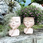 OWNALL Head Planter Face Planter Pots,6.6'' Succulent Planters with Drainage Hole Unique Gift for Friends,Resin Cute Planters Small Flower Pots for Indoor Outdoor Deck.