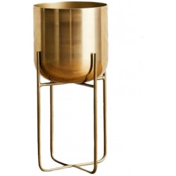 Serene Spaces Living Tall Gold Planter with Detachable Metal Stand Decorative Indoor Planter Pot Flower Pots Stand for Living Room Kitchen Office Measures 24" Tall and 9.25" Diameter