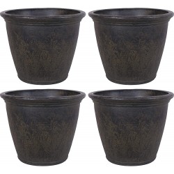 Sunnydaze Anjelica Flower Pot Planter Outdoor Indoor Unbreakable Double-Walled Polyresin with UV-Resistant Sable Finish Set of 4 Large 24-Inch Diameter