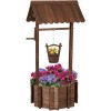 Wooden Wishing Well 53.2''x25.6"x25.6" Amerlife Wishing Well for Outdoors with Height Adjustable Hanging Bucket Wishing Well Planter with Reinforced Rod Outdoor Decor for Patio Yard Garden