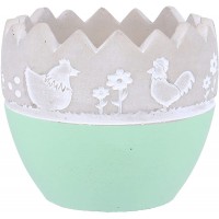 YARNOW Cement Flower Pot Easter Egg Shape Planter Plant Pots Succulent Cactus Pot Perfect for Home Office Decor and Ideal Gift Green