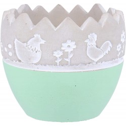 YARNOW Cement Flower Pot Easter Egg Shape Planter Plant Pots Succulent Cactus Pot Perfect for Home Office Decor and Ideal Gift Green