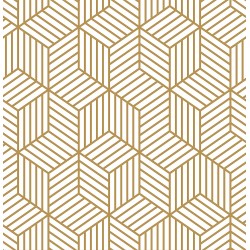 17.7"X236.2"Peel and Stick Wallpaper Self Adhesive Removable Wallpaper Gold and White Geometric Hexagon Thick Contact Paper for Furniture Cabinet Countertop Vinyl Film Waterproof Wall Paper for Shelf