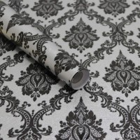 17.7"×394"Black Peel and Stick Wallpaper Black Vintage Wallpaper for Bedroom Damask Contact Paper Removable Wallpaper Self Adhesive Vinyl Film Decorative WallCovering