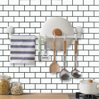 236"x17.7" White Brick Peel and Stick Wallpaper Contact Paper White Subway Tiles Contact Paper Self Adhesive Waterproof Backsplash Paper Removable for Bathroom Kitchen Bedroom