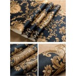 AFANQI Luxury Classic Black Damask Stereo Deep Embossed Wallpaper Damask PVC Wallpaper Used for Home Bedroom TV Wall Bar 32.8 feet x 1.738 feetWood Pulp black-WP19808