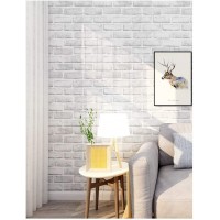 Akywall White Brick Wallpaper Peel and Stick Self Adhesive Removable Faux Brick Durable Contact Paper Home Decoration 17.7x315 Inch