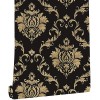 Black Gold Damask Wallpaper Peel and Stick Removable Wall Paper Self Adhesive Shelf Liner Contact Paper Decorative Vinyl Film Wall Covering 17.7"×118"