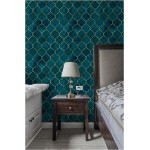 Floralplus Vintage Moroccan Trellis Peel and Stick Wallpaper Vinyl Bedroom Bathroom Drawer 17.7in x 118in Dark Green