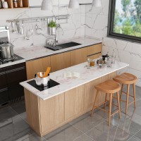 Glossy White Marble Contact Paper for Countertop Granite Wallpaper 15.8" × 118" Marble Peel and Stick Wallpaper Self-Adhesive Removable Wallpaper of Kitchen Waterproof Easy to Clean Vinyl Film Roll