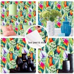 HaokHome 93067 Peel and Stick Wallpaper Rain Forest Palm Leaves Parrot Green Multi Removable for Accent Wall Bedroom Decorations 17.7in x 118in
