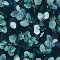 HaokHome 93140 Boho Peel and Stick Wallpaper Eucalyptus Leaves Navy Green Removable Stick on Home Decor 17.7in x 118in