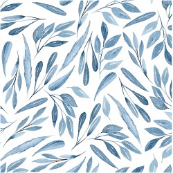 HaokHome 93199 Modern Peel and Stick Wallpaper Blue Branches with Leaves Removable Vinyl Self Adhesive Contactpaper 17.7in x 9.8ft