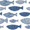 HaokHome 96040-1 Peel and Stick Wallpaper Abstract Underwater World Fish Trellis Indigo Blue Removable contactpaper for Home Bathroom Decorations 17.7in x 118in