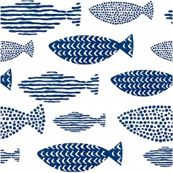 HaokHome 96040-1 Peel and Stick Wallpaper Abstract Underwater World Fish Trellis Indigo Blue Removable contactpaper for Home Bathroom Decorations 17.7in x 118in