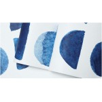 HaokHome 96098-1 Watercolor Brush Strokes Scallop Boho Peel and Stick Wallpaper Removable Indigo Blue White Vinyl Self Adhesive Mural 17.7in x 9.8ft