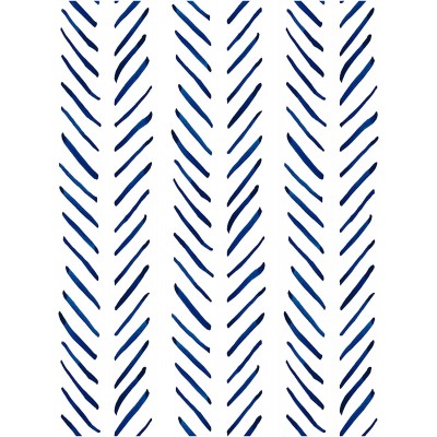 HaokHome 96101-1 Modern Brush Strokes Stripes Peel and Stick Wallpaper Removable Navy White Chevron Vinyl Self Adhesive Mural 17.7in x 9.8ft