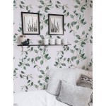 Heroad Brand Peel and Stick Wallpaper White and Green Eucalyptus Leaf Floral Wall Mural Home Contact Paper Removable Waterproof Leaf Wallpaper Shelf Drawer Liner Vinyl Decorative 17.7”x118"