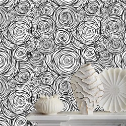 Idomural Abstract Rose Black and White Peel and Stick Wallpaper Vinyl Self Adhesive Decorative Minimalist contactpaper 17.7in x 9.8ft