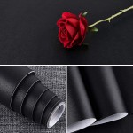Mecpar Black Contact Paper 17.71"×118" Durable Black Wallpaper Black Peel and Stick Wallpaper Removable Self-Adhesive Easy to Apply Decorative Film Roll