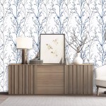 Melwod Grey Blue Tree Branches Peel and Stick Contact Paper 17.71" x 118" Modern Tree Branch Removable Wallpaper Natural Wall Paper Self-Adhesive Vinyl for Drawer Liner Furniture Crafts Accent Walls