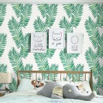 Peel and Stick Wallpaper Self-Adhesive Removable Wallpaper Decorative Wall Covering Green Palm Leaf Easy to Clean for Home Decoration and Furniture Renovation 17.71" x 118"