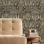 RoomMates RMK11771RL Black and Yellow Persian Ikat Peel and Stick Wallpaper