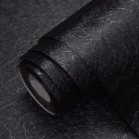 Silk Black Peel and Stick Wallpaper Self Adhesive Removable Black Contact Paper Embossed Black Wallpaper Stick and Peel Vinyl Film 17.7”×393”