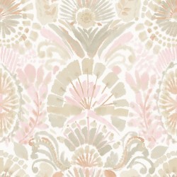 Tempaper Pink Bohemia Damask Removable Peel and Stick Wallpaper 20.5 in X 16.5 ft Made in The USA