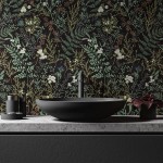 VaryPaper 17.7''x118'' Tropical Moss Leaf Peel and Stick Wallpaper Black Floral Wallpaper Self Adhesive Removable Floral Contact Paper Decorative Leaf Wallpaper for Bedroom Walls Cabinets Shelves