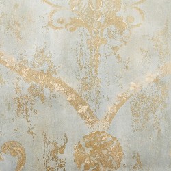Wallpaper Gold Regal Damask on Aqua Textured Background