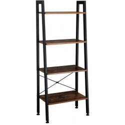 4 Layer Durable Bookcase Bookshelf Leaning Wall Shelf Shelving Ladder Storage Mikalo Ladder Shelf Decorative Ladder Decorative Shelves
