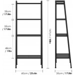 4 Tier Ladder Shelf Set of Two 23.6L x 13.8W x 57.9H Inch Industrial Bookcase Ladder-Shaped Plant Flower Stand Rack Storage Shelves for Living Room Black