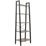 5 Tiers Industrial Ladder Shelf,Bookshelf Storage Rack Shelf for Office Bathroom Living Room，Bedroom Gray Color