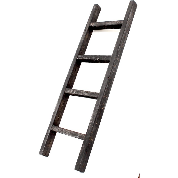 BarnwoodUSA Rustic Farmhouse Decorative Ladder Our 4ft 2x3 Ladder can be Mounted Horizontally or Vertically | Crafted from 100% Recycled and Reclaimed Wood | No Assembly Required | Smoky Black