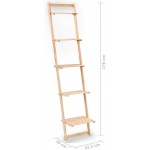 Bookshelf 5-Tier Modern Ladder Shelf Cedar Wood Ladder Wall Shelf Display Rack for Compact Space Living Room Planter Rack Beige 16.3"x11.8"x69.3"